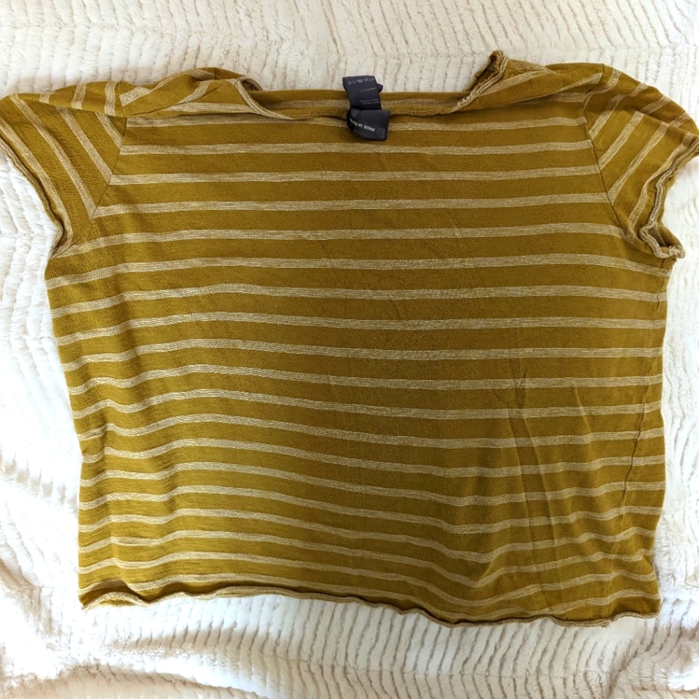 Yellow and white striped shirt